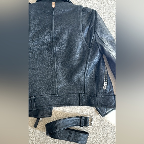Aritzia Mackage Rumer Pebbled Real Leather Jacket Black(size xxs) - Picture 8 of 10